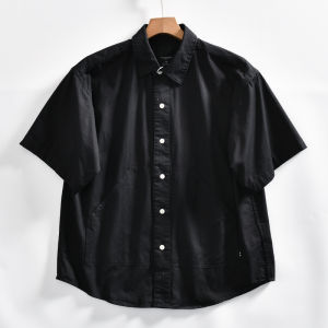 Retro Japanese Style Mens Casual Cotton Shirt Summer New Loose Fit Short Sleeve Workwear with Big Pockets Youth Trend
