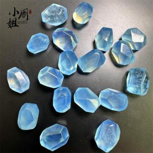 Natural Aquamarine Rough Stone Small Pendant Ice-like Blue Crystal Gem Necklace Bracelet Jewelry Perforated Men and Women