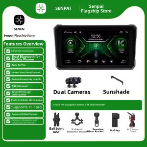 SENPAI | Dual Lens 2K Waterproof Shockproof Motorcycle Dash Cam with Integrated Navigation and Mobile Connectivity for Safe Riding