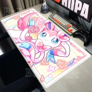 Bandai | Sylveon Eevee family Anime pokemon Mouse Pad Kawaii rubber Keyboard Gaming HD printing Non-slip base overlock 400x900mm Desk Mat