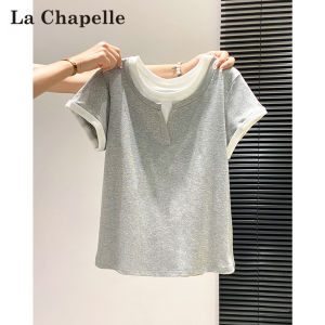 La Chapelle | Áo Thun Xám Thiết Kế Phối Lớp Ôm Sát