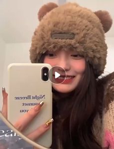 Nón Lông MengMe Kiểu Hàn Chất Dày Hình Gấu Ngộ Nghĩnh RQN2392 - REQUANE