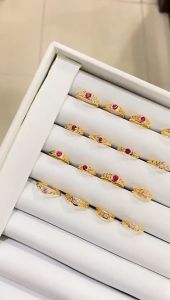 Cincin anak emas asli kadar 70 16k solitaire permata magenta pink putih tanggung bayi baby balita laki perempuan