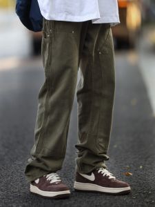 Nobodyknows Summer Work Trousers Straight Leg Casual Retro Slimming High Street Mens Womens Fashion Cotton Youth Popular