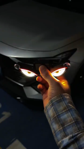 Solar Devil Eye LED Car Window Light & Warning Light Solar and type-C dual charging Headlight
