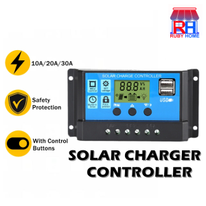 Ruby home Solar Controller 12V24V Battery Regulator Solar Panel Charge Controller with LCD Display andDual USB