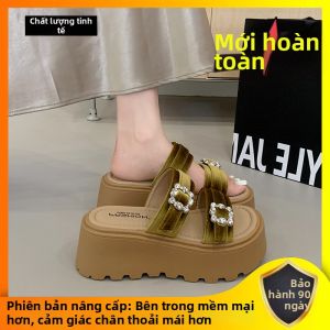 XUJIA | Dép Xăng Đan Nâng Cao Đế Dày Pha Lê Cho Nữ
