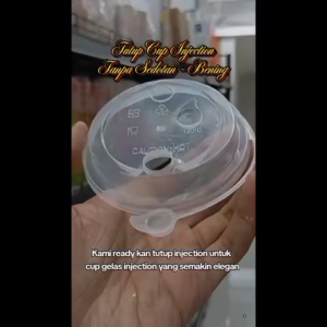 (1 PACK 25 PCS) TUTUP GELAS INJECTION PLASTIK DOFF BENING TANPA SEDOTAN / LID CUP VICTORY
