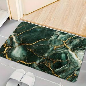 VIKAMA Luxury Stone Pattern Kitchen Rug Dark Green Water Absorbent Kitchen Window Sill Entrance Hall Home Decor