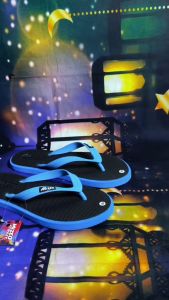 MIZEO STREET Sandal Jepit Pria Wanita Rubber Kombinasi Biru & Hitam M025