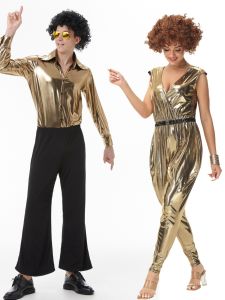 WUYIMEI | Shiny Retro Disco Party Outfit for 80s Theme Couple Clothing