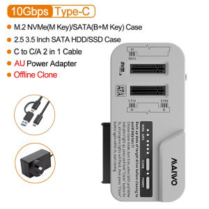Maiwo | MAIWO 3 Bay Docking Station M.2 NVMe SATA SSD Case & 2.5 3.5 Inch SATA HDD Enclosure Support 30TB/8TB Adapter for Offline Clone