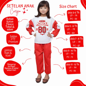 Setelan anak perempuan kekinian kemerdekaan 17 Agustus usia 3-12 tahun