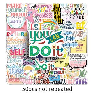 Creative Positive Affirmation Stickers Waterproof Precision Printed Earphone Helmet Decoration Stationery Stickers Pack of 100