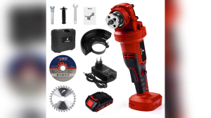 【รับประกัน 10 ปี】4 นิ้ว ที่เจียไฟฟ้า หมูไร้สาย หินเจียรไฟฟ้า หินเจียรไร้สาย เครื่องเจียร  พร้อมใบเลื่อยตัดไม้ + ใบเลื่อยตัดโลหะ พร้อมกล่อง ไร้สายและพกพาได้ เครื่องเจียรไฟฟ้าลิเธียมไอออน