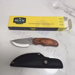 Pisau Outdoor Survival Bushcraft Potong Daging Baja 5CR13 Tajam Tebal 3 mm Panjang 20 cm Handle Kayu