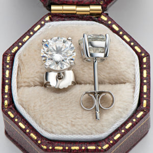 MESU.ACC | Classic Stylish Four-Prong Moissanite Dazzling 925 Silver 18K Gold Plated Earrings