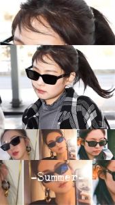 Unyiel - Kacamata Jennie Black Pink  Kacamata Gaya Persegi Panjang Kacamata Wanita hitam plastik sunglasses  eyewear  Pria