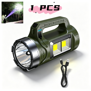Ultra Bright LED Searchlight Rechargeable Handheld Spotlight Long Shot 6000M Solar Charging Waterproof Portable Work Flashlight