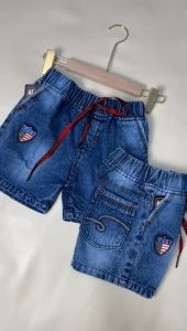 Celana Pendek Jeans Anak Laki-Laki Tebal Usia 4-12 Tahun