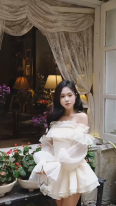 [ Thiết Kế 4 Tầng] Váy Công Chúa Trễ Vai Tay Bồng Dáng Xòe Tiểu Thư – Đầm Body Hở Vai Sang Chảnh Đi Tiệc