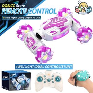 RC Mini Twist Cars Side Drift Climbing Vehicle Dual Remote Control Electric Car Lights Music Stunt Toys for Kids Girls Boys Gift