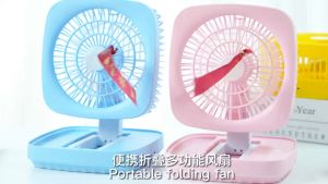Kipas Angin Portable + Lampu LED Rechargeable Fan Folding Storage Lamp