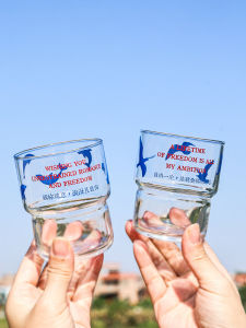 Blue Bird Whale Glass Water Cup Creative Coffee Beer Cup Breakfast Milk Cup for Home Use Single Layer round Shape Lead-Free Glass