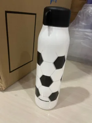 Tupperware football design 500ml eco bottle screw cap black white