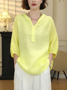 QINGNAER | Loose V-Neck Breathable Shirt