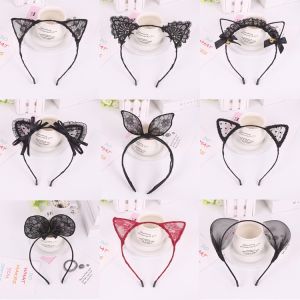 Cute Lace Cat Ears Headband Face Wash Makeup Hair Accessories