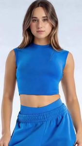 Impact DenyfSleeveless Yoga Shirts Women Sportswear Gym Vest Workout Clothing Crop Top Ladies Sport Tank Top Elastic Fitness Top