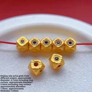 925 Antique Silver Plated Gold Accessories Engraved Red And Green Gem Octagonal Bead Separator Waist Top DIY Folk Art