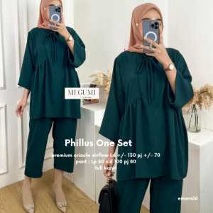 Baju Setelan Wanita Terbaru Atasan Blouse Bawahan Celana Panjang Phillus One Set Bahan Crinkle Airflow Busana Muslimah Ukuran Jumbo | GOODSAJI HIJABSTUFF
