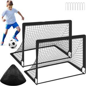 2 แพ็คเด็กฟุตบอลชุดเป้าหมายสุทธิ & Ball Pop Up แบบพกพา Backyard อุปกรณ์การฝึกอบรมสําหรับอายุ 3-16 เกมเยาวชนกลางแจ้งของขวัญ