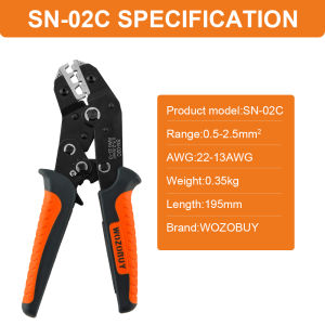 SN-02C Wire Crimping Tool Set Insulated Wire Electrical Connectors Crimp-ButtRingSpadeTerminals Cable Lugs Assortment Kit