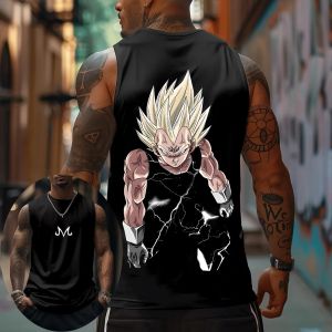 เสื้อกล้ามผู้ชายลายดราก้อนบอล Z ลายเบจิต้า สำหรับฤดูร้อน สไตล์อนิเมะญี่ปุ่น เหมาะสำหรับฤดูใบไม้ผลิและฤดูใบไม้ร่วง ออกกำลังกาย วิ่ง แฟชั่นทันสมัย