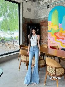 High Waist Wide Leg Jeans Womens Summer Thin Blue Micro Flared Casual Pants Slimming Effect Comfortable Fit Zipper Closure