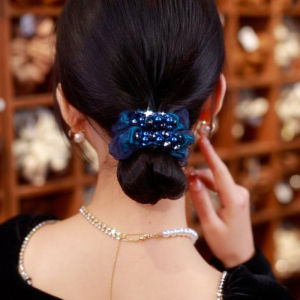 Double-Layer Bead Headband Womens Fashionable Bun Hair Ties Korean Style Hair Accessories Elegant Sensation Hair Rings