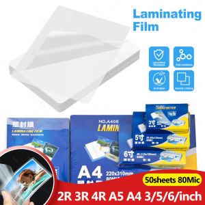 50sheets 80 Mic 3/5/6/inch Laminating Film PET EVA Plastic Film for Hot Laminator 3R 4R 5R A6 A5 A4 For Photo/Files/Card/Menu