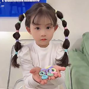 FSACC232 Ikat Rambut 100 Pcs Korea Warna-Warni Karet Rambut Elastis Mini Ikat Rambut Donat Aksesoris Rambut Anak & Wanita