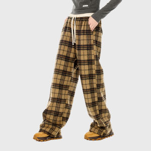 Turn Signal | Plaid Wool Wide Leg Straight Pants