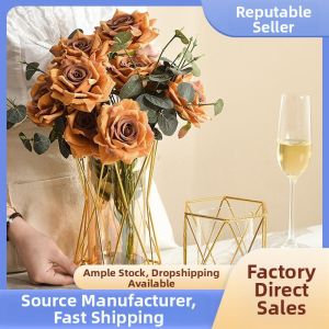 Decorative Metal & Glass Vase Table Centerpiece