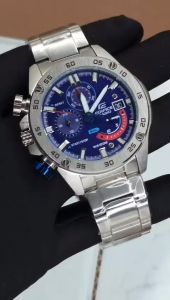 Jam Tangan Edifice EFR-558 Silver Blue All Stainless Silver