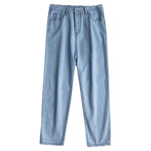 American High Street Straight Leg Loose Jeans for Men Trendy Vintage Casual Wide Leg Pants for Teenagers Cotton Polyester Blend