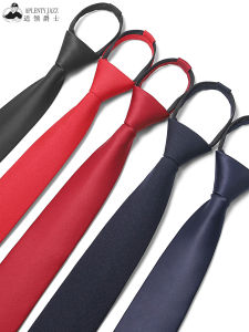 Black No-Tie Zipper Style Womens Necktie Student Casual Versatile Short Korean Version APLENTY JAZZ Pure Color Business Style