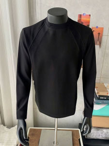 เสื้อฮู้ดผ้าคอตตอนสแปนเด็กซ์ทรงหลวมสำหรับผู้ชาย สีดำ ทรงหลวม แขนยาว ฤดูใบไม้ร่วง แฟชั่นไฮเอนด์ เสื้อยืดคอกลม