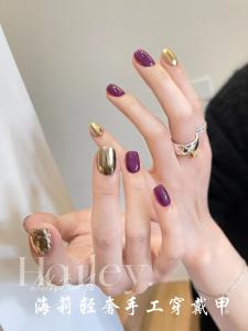 Handmade Short Fake Nails Bright Color Gradient Mirror Powder Color Jumping White Enhancing Wearable Nail Art from China