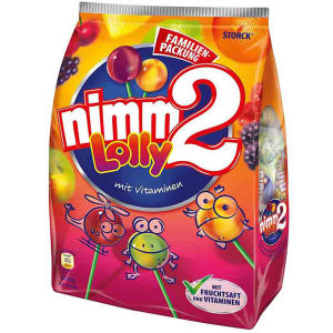 Nimm2 Fruit Flavored Lollipops Vitamin Rich Children Snacks 20 Pieces per Bag German Brand Candy Snacks Bar Fruit Sugar
