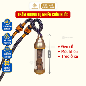 Trầm hương tự nhiên chìm nước cao cấp làm vòng đeo cổ móc khóa treo xe